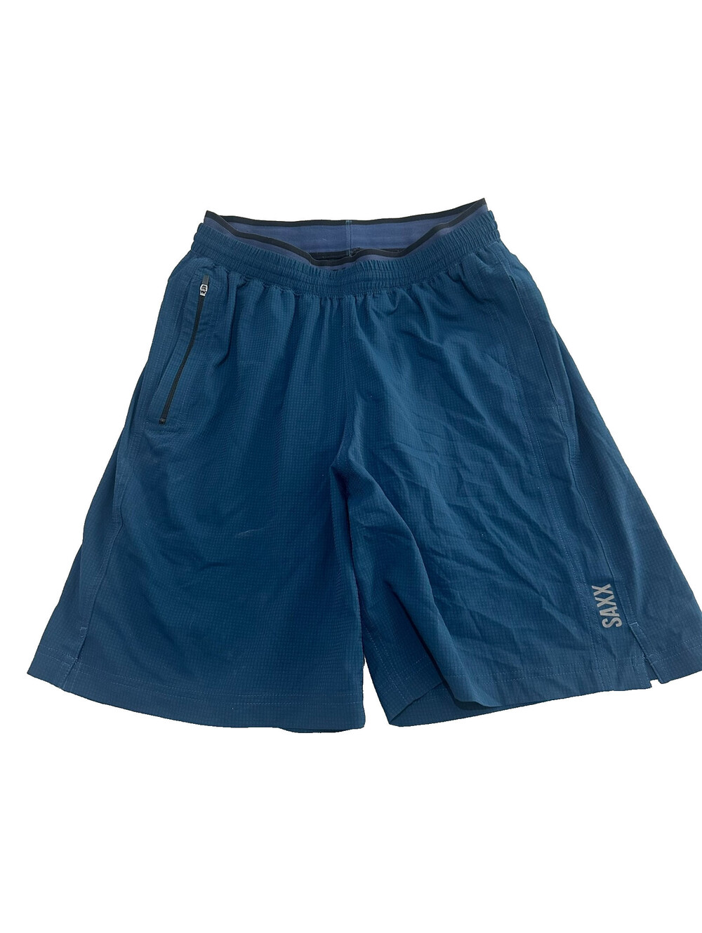 Saxx Kinetic Train 2N1 Training Shorts Blue Men Small Athletic Gym Lined Elastic